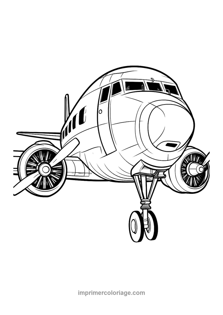 avion ligne nez turbines helice - dessin gratuit &agrave; imprimer