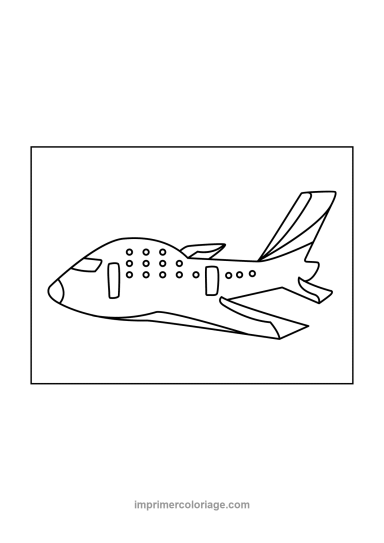 avion simple hublots cadre profil - dessin gratuit &agrave; imprimer