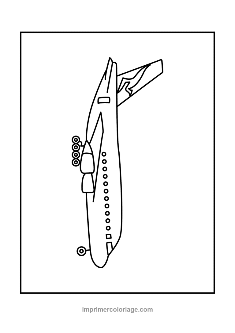 avion simple profil quatre reacteurs - dessin gratuit &agrave; imprimer