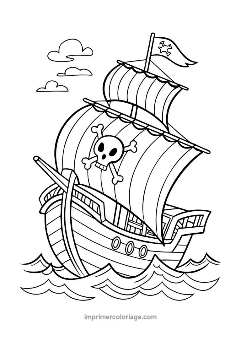 bateau pirate crane nid de pie drapeau - dessin gratuit &agrave; imprimer