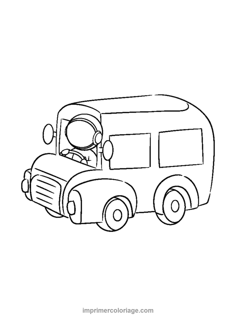 bus cartoon mignon chauffeur jouet retro - dessin gratuit &agrave; imprimer