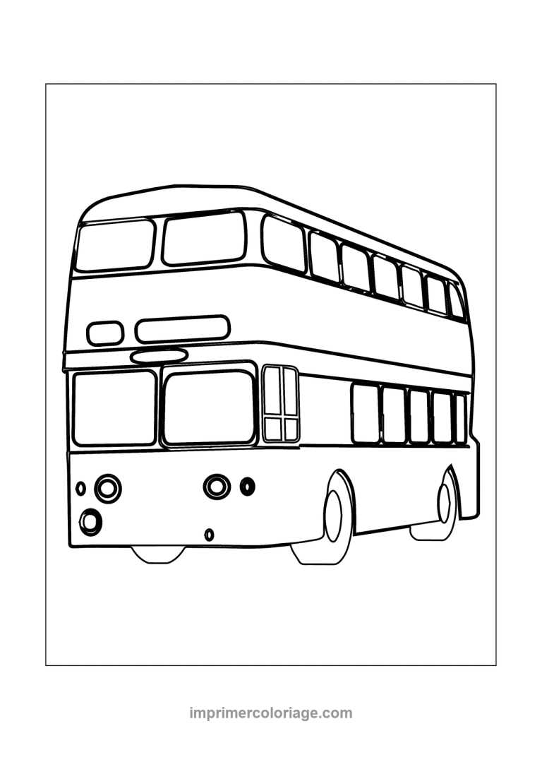 bus imperiale a etage vintage arriere fenetres - dessin gratuit &agrave; imprimer