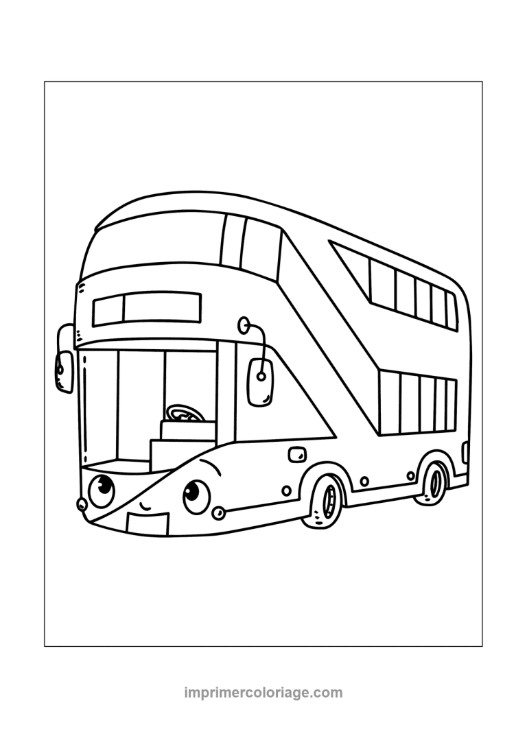 bus imperiale londonien cartoon yeux mignon - dessin gratuit &agrave; imprimer