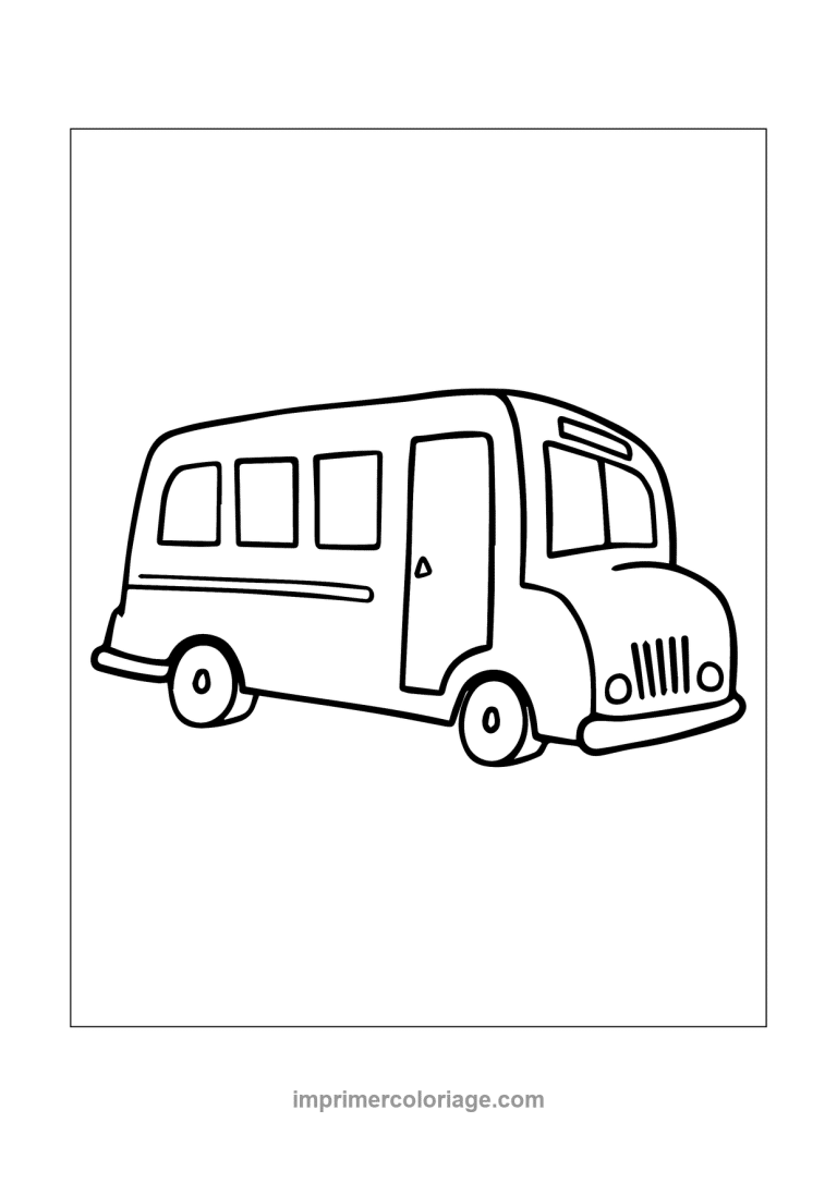 bus mignon retro porte calandre avant - dessin gratuit &agrave; imprimer