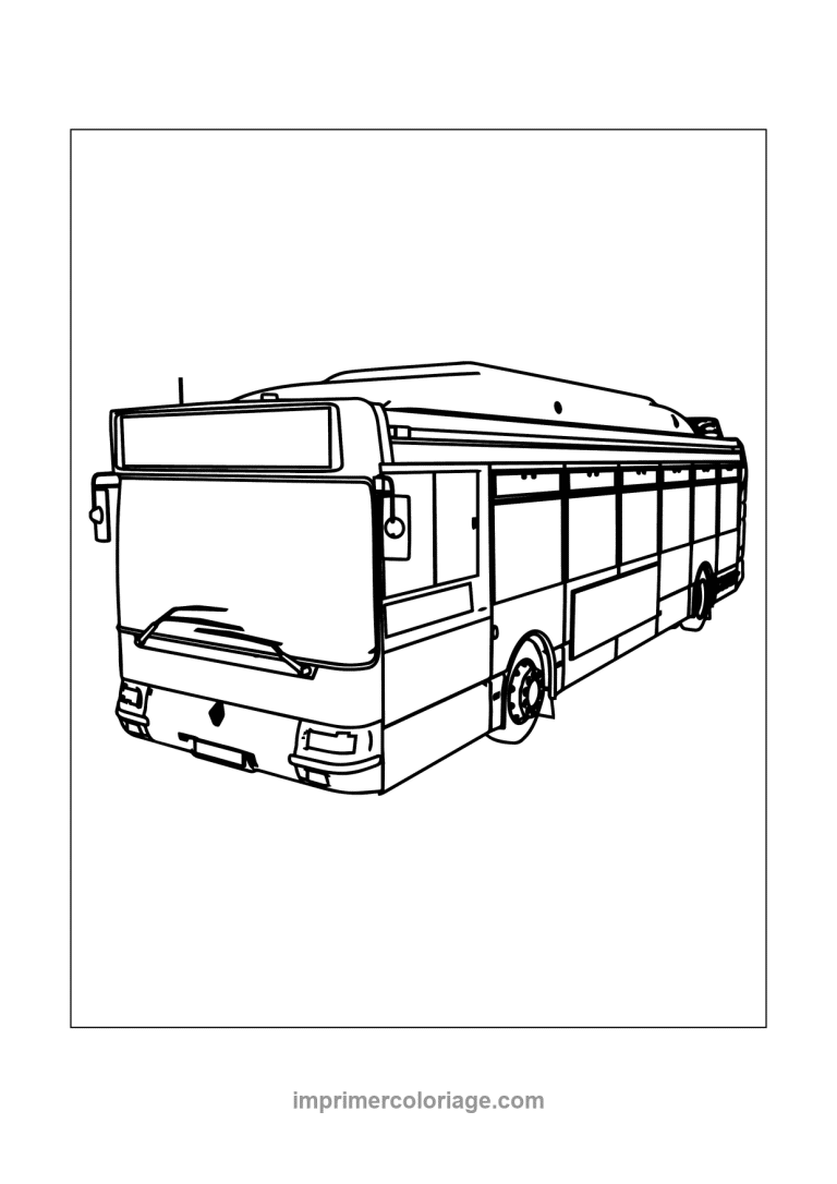 bus urbain ville trois quarts realiste - dessin gratuit &agrave; imprimer
