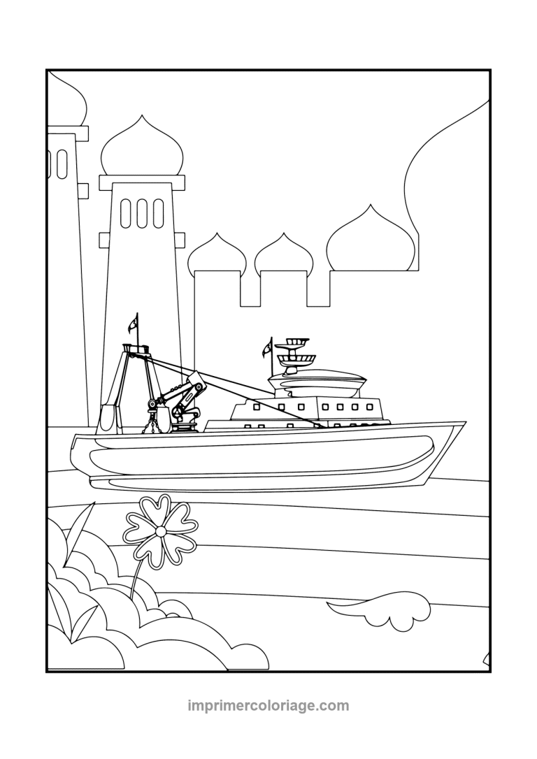 cargo grue phare domes fleur - dessin gratuit &agrave; imprimer