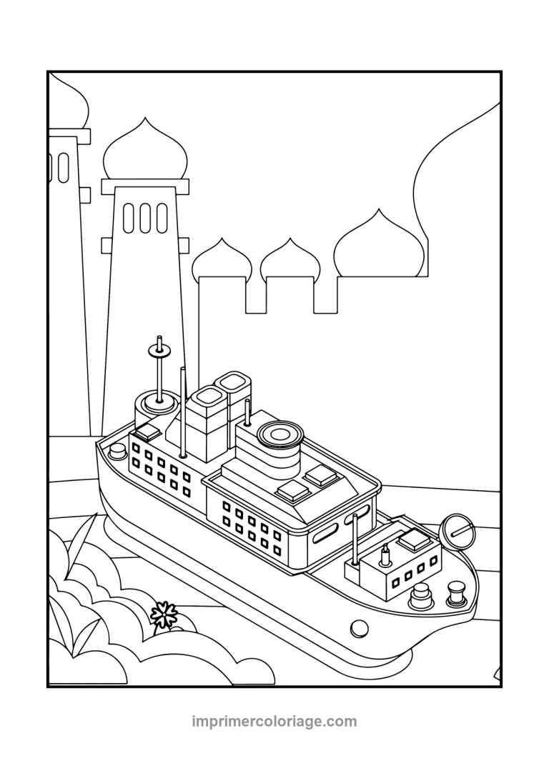 cargo isometrique phare domes fleur - dessin gratuit &agrave; imprimer