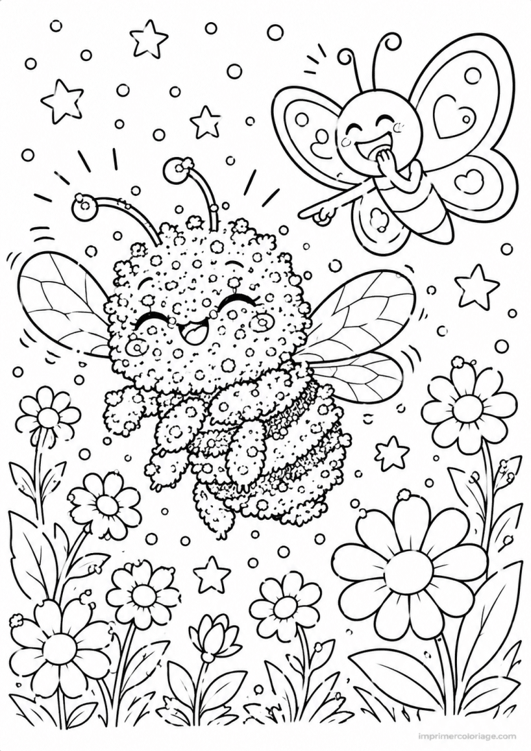 coloriage abeille cute couverte pollen à imprimer coloriage abeille cute couverte pollen - dessin gratuit à imprimer