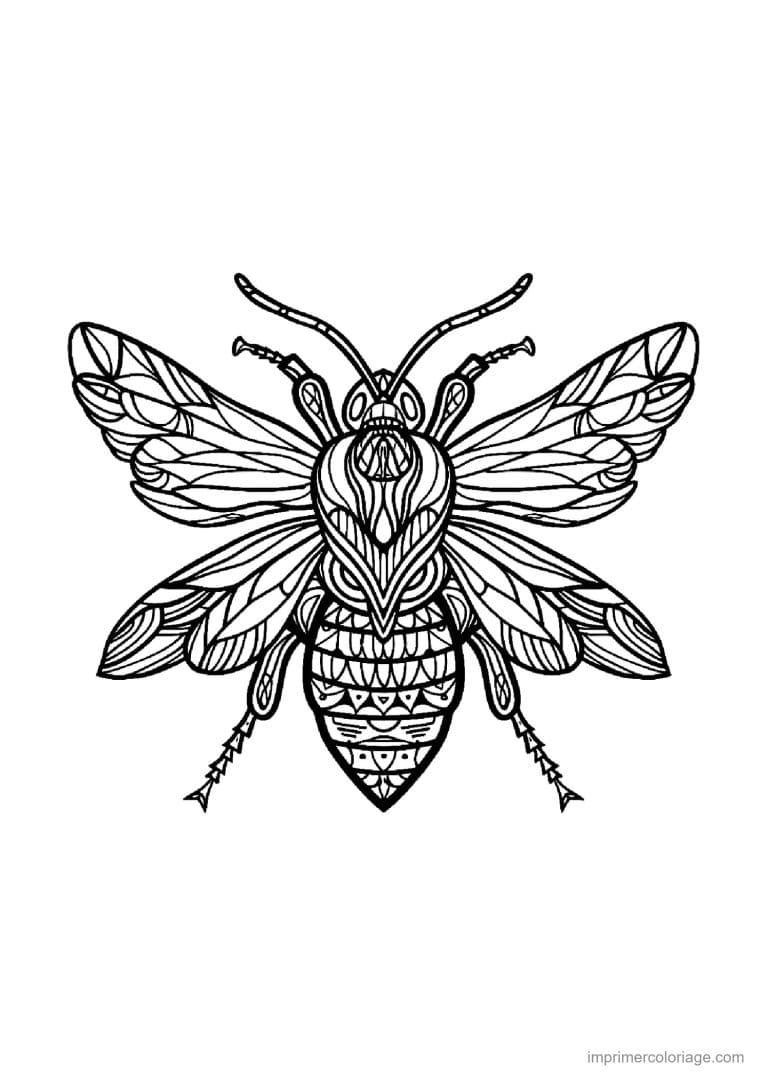 coloriage abeille mandala 01 - dessin gratuit &agrave; imprimer