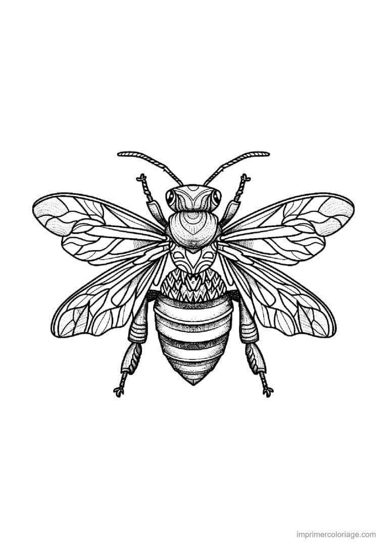 coloriage abeille mandala 02 - dessin gratuit &agrave; imprimer
