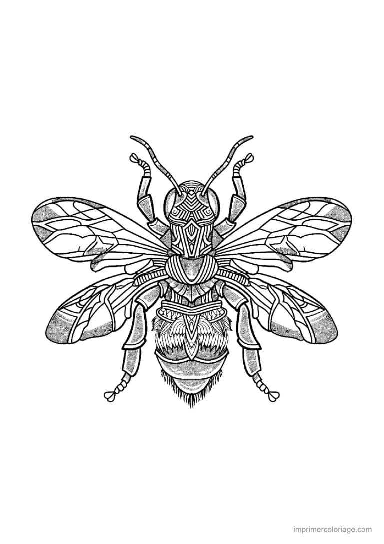 coloriage abeille mandala 03 - dessin gratuit &agrave; imprimer