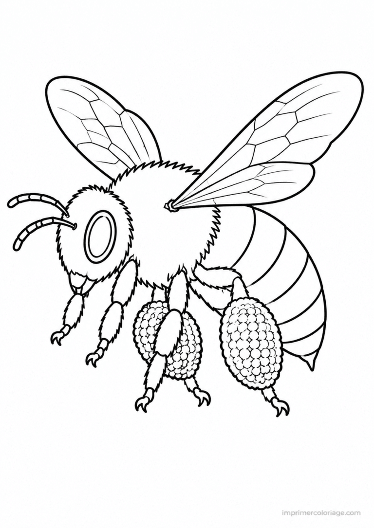 coloriage abeille pattes pollen plein à imprimer coloriage abeille pattes pollen plein - dessin gratuit à imprimer