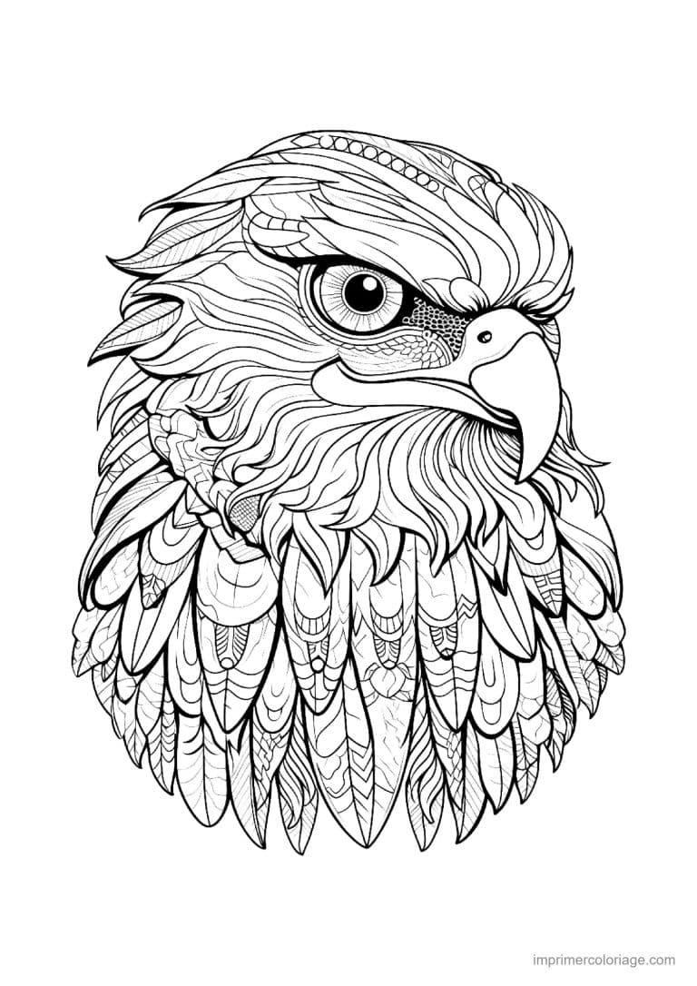 coloriage aigle mandala 01 - dessin gratuit &agrave; imprimer