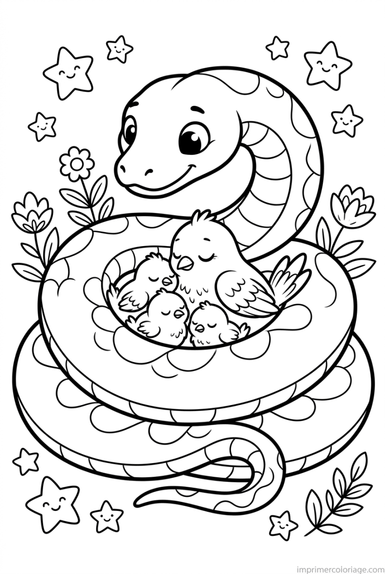 coloriage anaconda cute nid oiseaux à imprimer coloriage anaconda cute nid oiseaux - dessin gratuit à imprimer