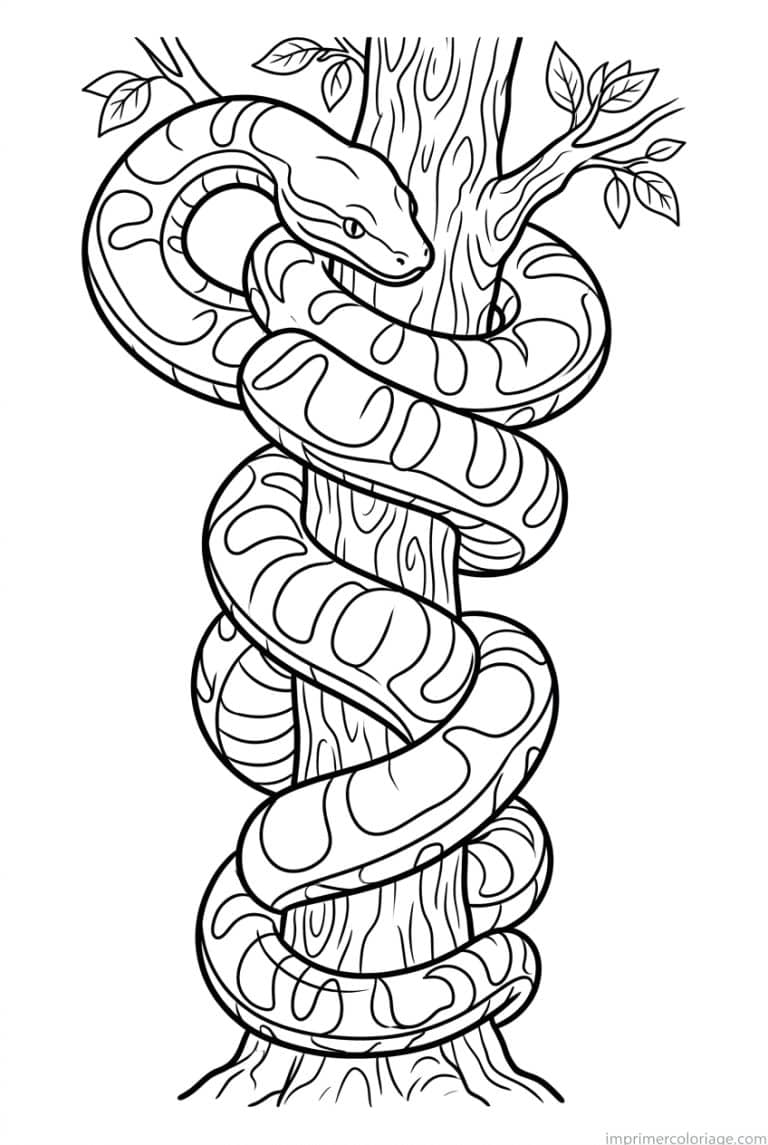 coloriage anaconda enroule tronc à imprimer coloriage anaconda enroule tronc - dessin gratuit à imprimer