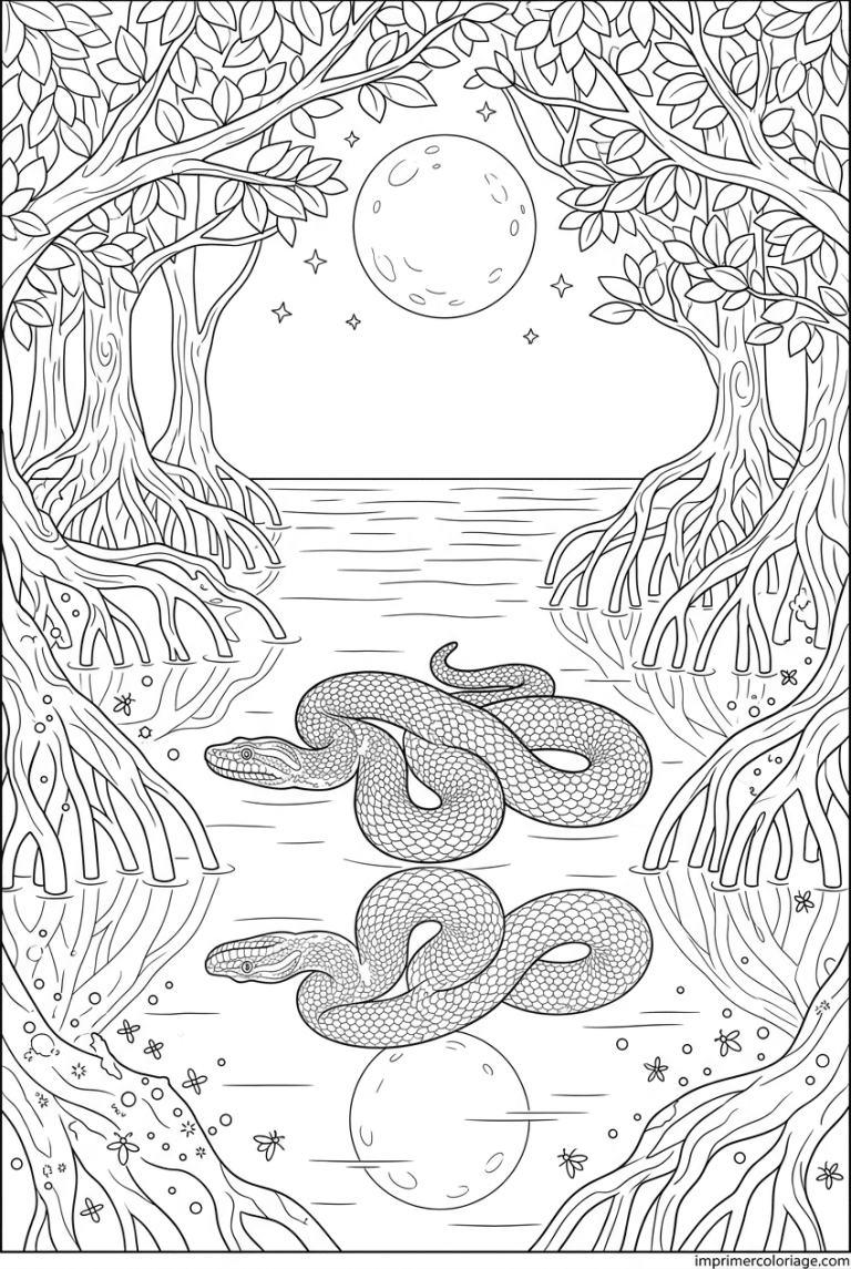 coloriage anaconda foret inondee reflet à imprimer coloriage anaconda foret inondee reflet - dessin gratuit à imprimer
