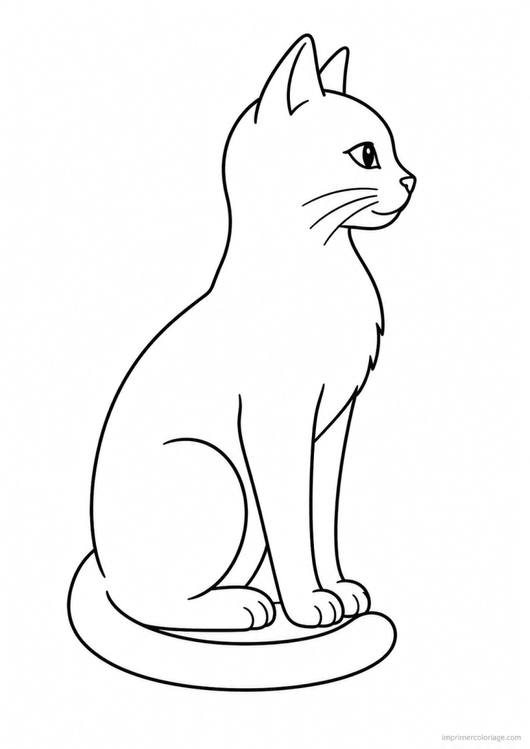 coloriage animaux compagnie chat profil - dessin gratuit &agrave; imprimer