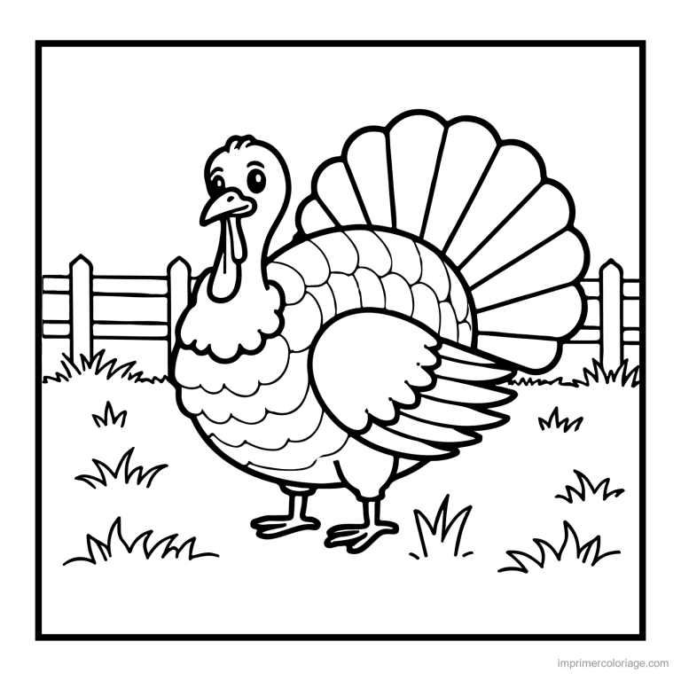 coloriage animaux de la ferme dinde qui fait la roue - dessin gratuit &agrave; imprimer