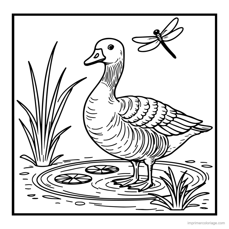 coloriage animaux de la ferme oie au bord de l eau - dessin gratuit &agrave; imprimer