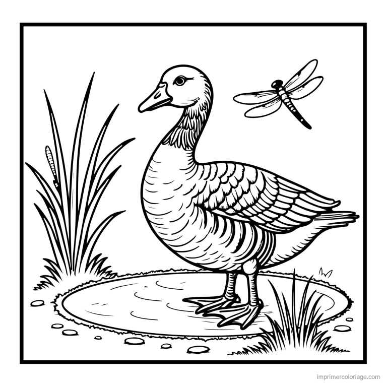 coloriage animaux de la ferme oie qui marche - dessin gratuit &agrave; imprimer