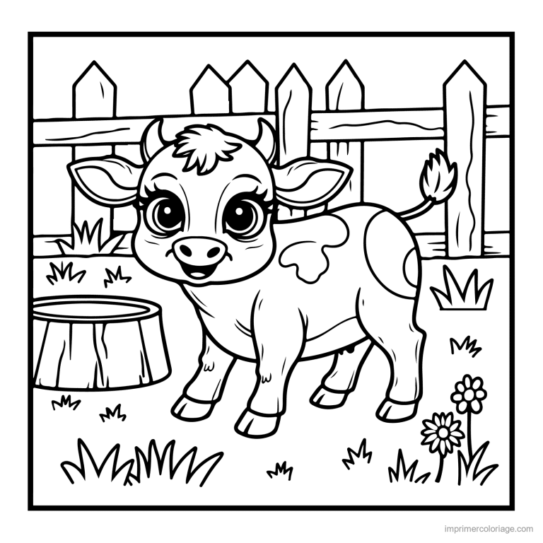 coloriage animaux de la ferme vache mignonne souriante - dessin gratuit &agrave; imprimer