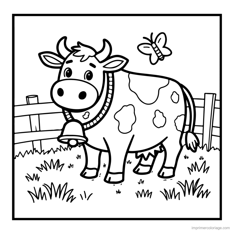 coloriage animaux de la ferme vache tachetee dans le pre - dessin gratuit &agrave; imprimer