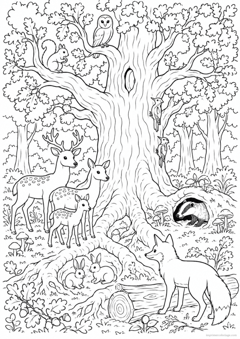 coloriage animaux foret chene communaute à imprimer coloriage animaux foret chene communaute - dessin gratuit à imprimer
