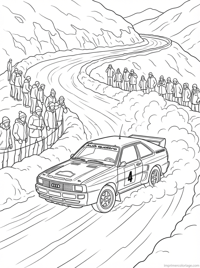 coloriage audi quattro monte carlo neige - dessin gratuit &agrave; imprimer