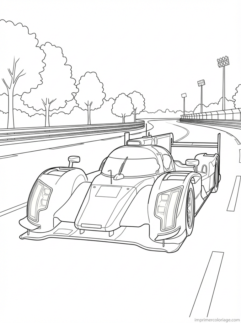 coloriage audi r18 lemans nuit phares - dessin gratuit &agrave; imprimer
