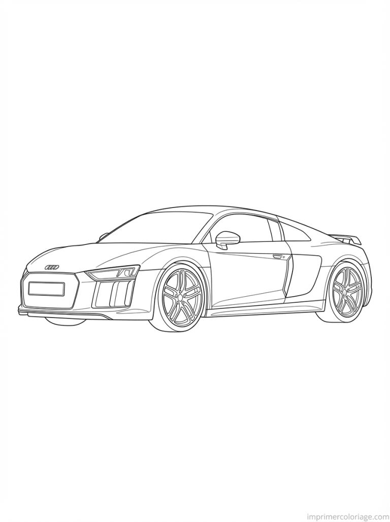 coloriage audi r8 profil - dessin gratuit &agrave; imprimer