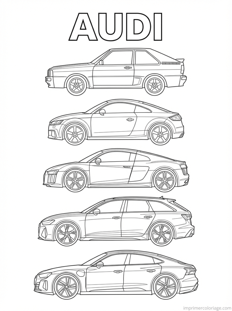 coloriage audi titre evolution cinq eres - dessin gratuit &agrave; imprimer