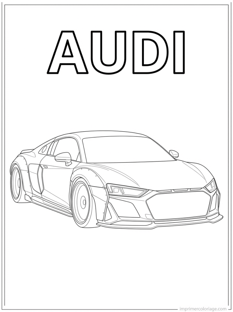 coloriage audi titre r8 v10 - dessin gratuit &agrave; imprimer