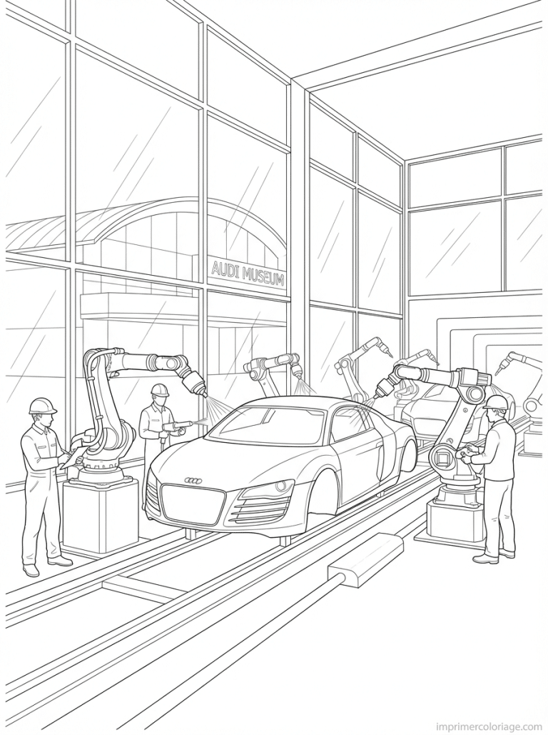 coloriage audi usine ingolstadt robots - dessin gratuit &agrave; imprimer