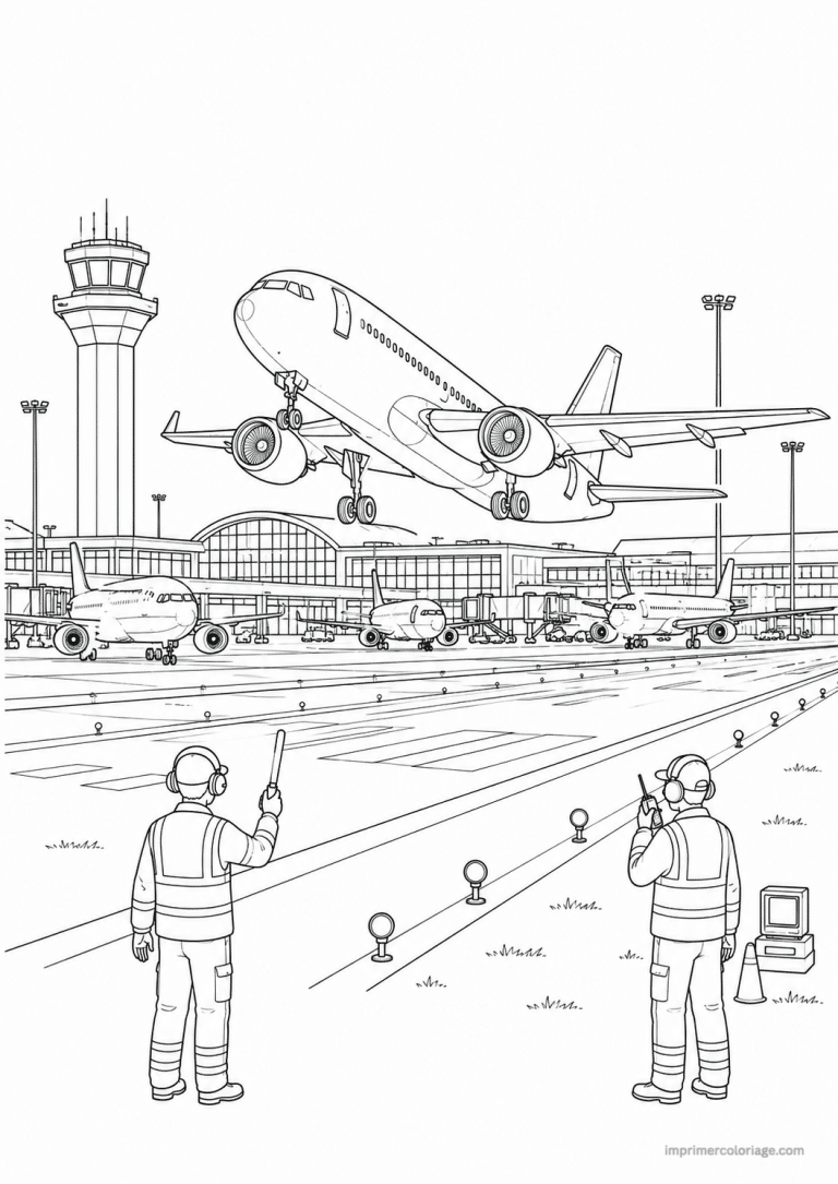 coloriage avion scene decollage aeroport à imprimer coloriage avion scene decollage aeroport - dessin gratuit à imprimer