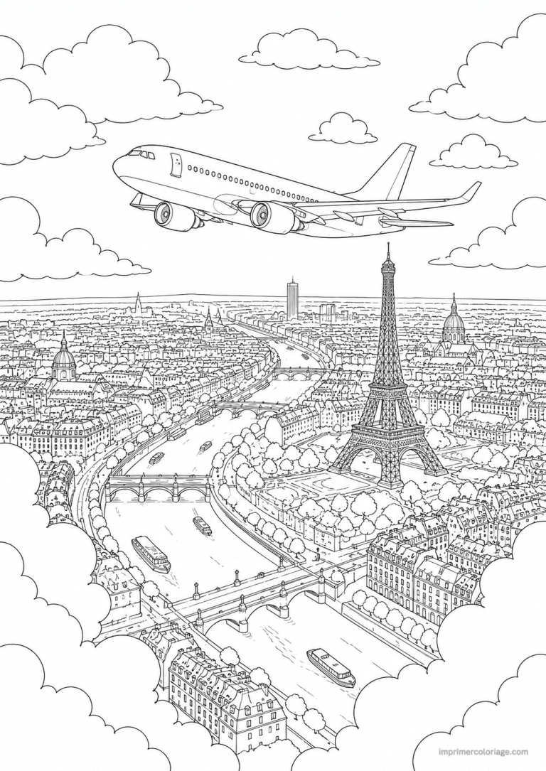 coloriage avion scene paris tour eiffel à imprimer coloriage avion scene paris tour eiffel - dessin gratuit à imprimer