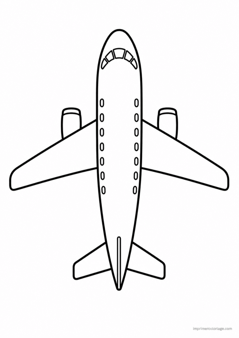 coloriage avion simple dessus à imprimer coloriage avion simple dessus - dessin gratuit à imprimer