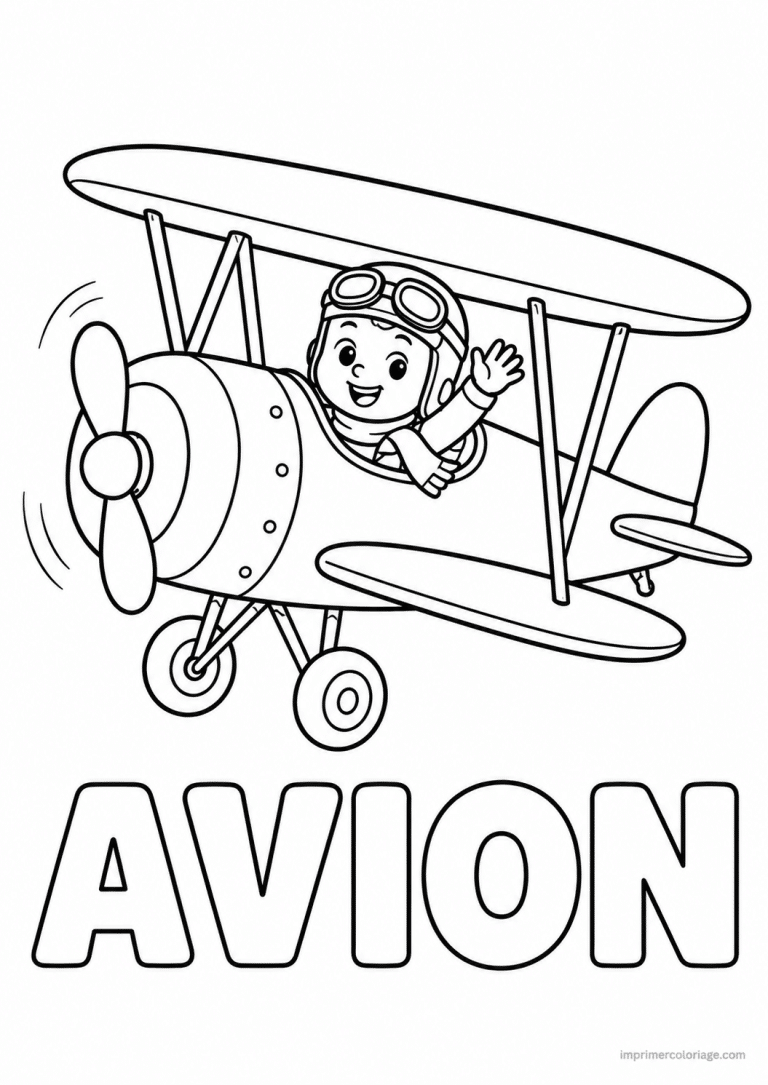 coloriage avion titre biplan pilote à imprimer coloriage avion titre biplan pilote - dessin gratuit à imprimer
