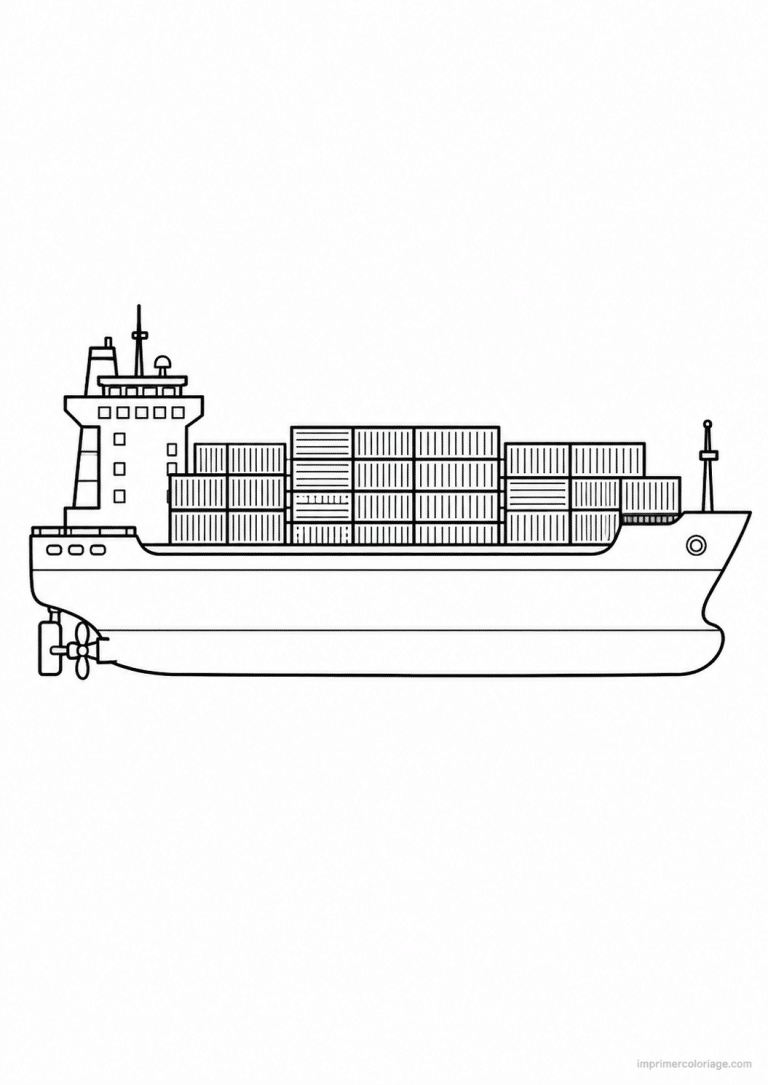 coloriage bateau porte conteneurs profil - dessin gratuit &agrave; imprimer