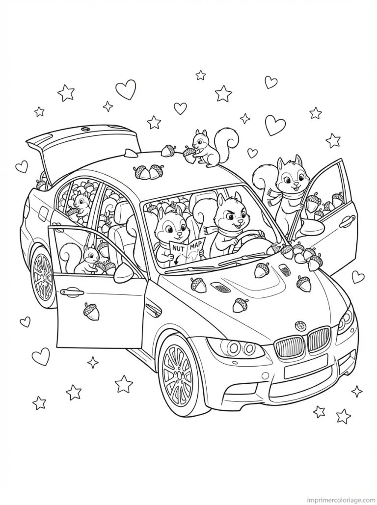 coloriage bmw cute ecureuils noisettes - dessin gratuit &agrave; imprimer
