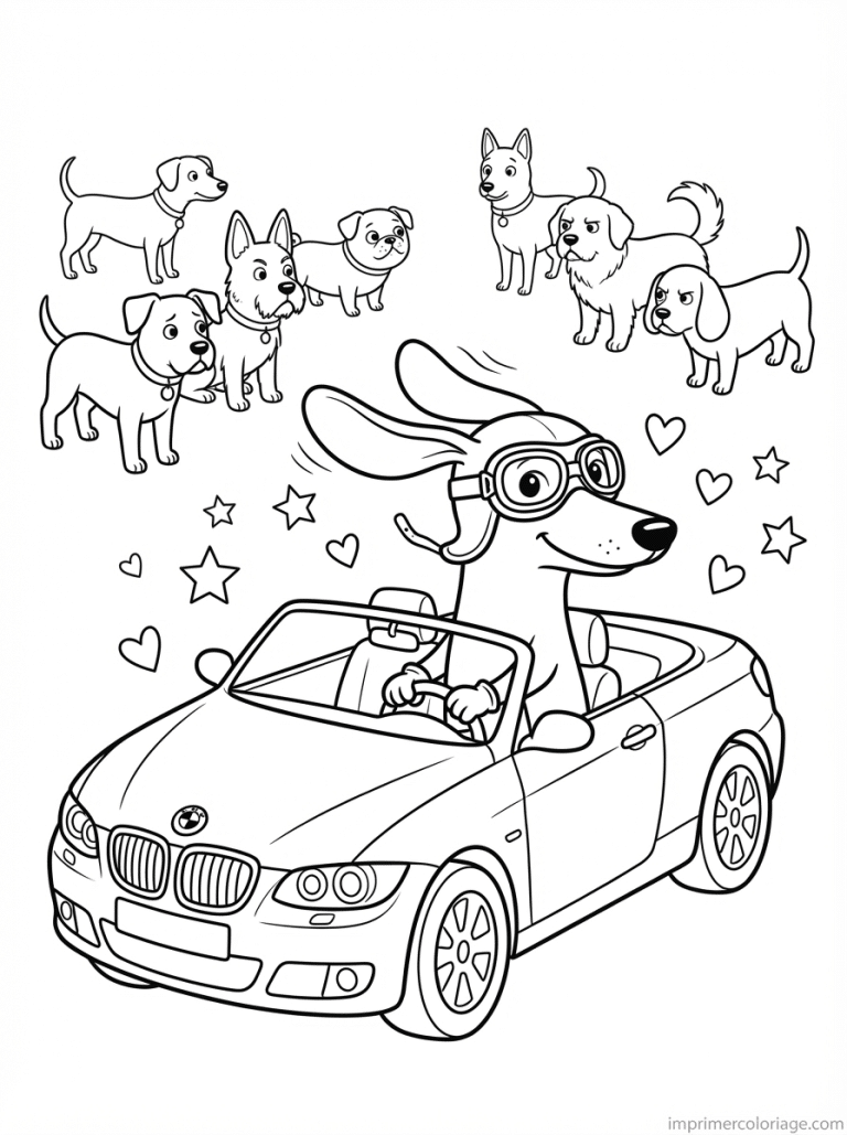 coloriage bmw cute teckel pilote - dessin gratuit &agrave; imprimer