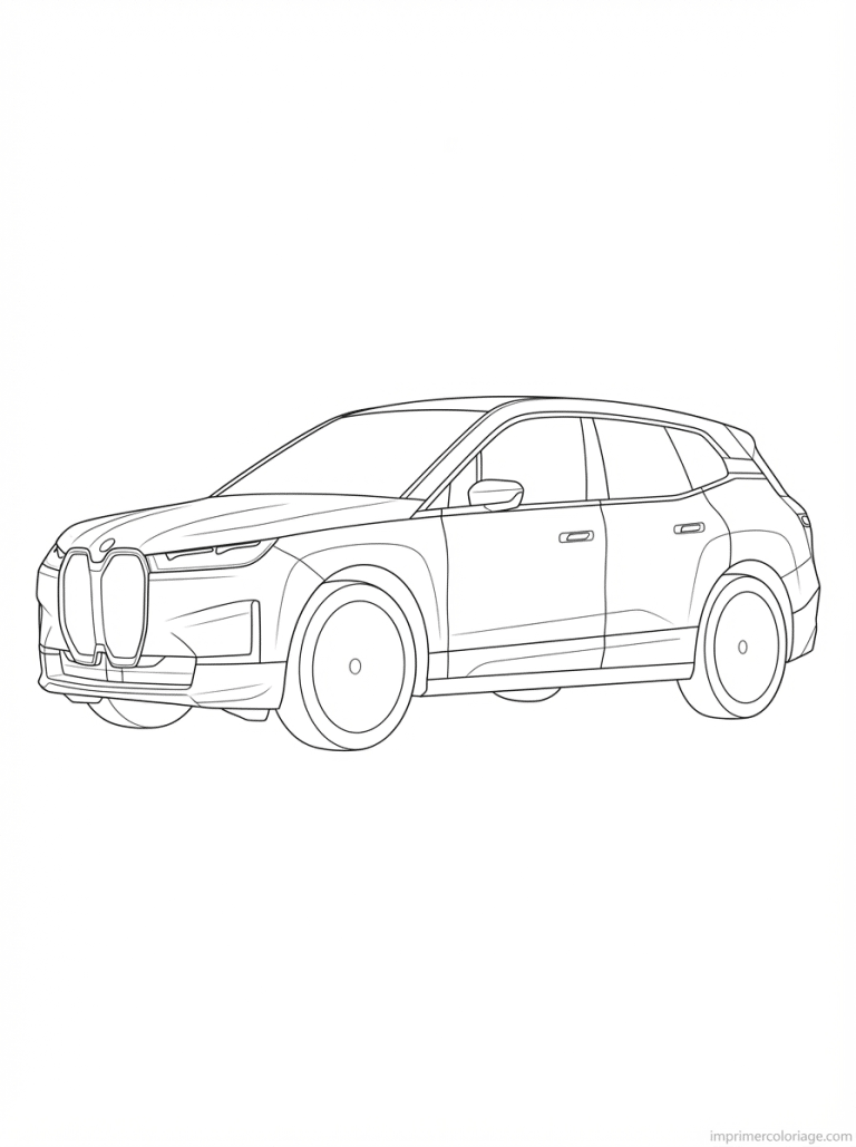 coloriage bmw ix electrique profil - dessin gratuit &agrave; imprimer