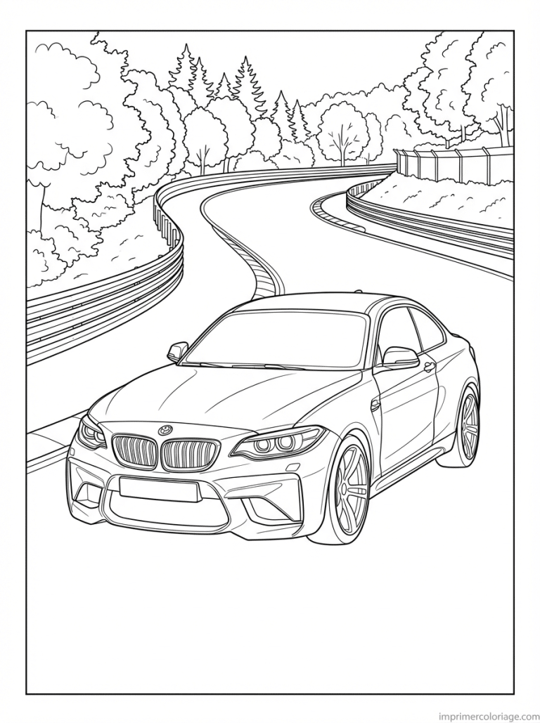coloriage bmw m2 nurburgring foret - dessin gratuit &agrave; imprimer