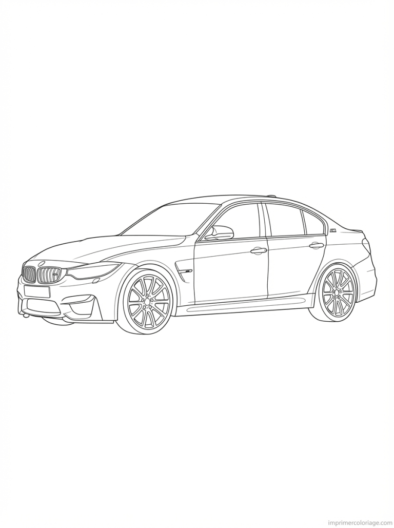 coloriage bmw m3 profil - dessin gratuit &agrave; imprimer