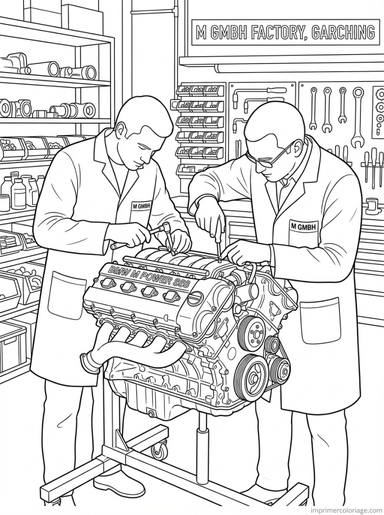 coloriage bmw moteur m garching artisans - dessin gratuit &agrave; imprimer