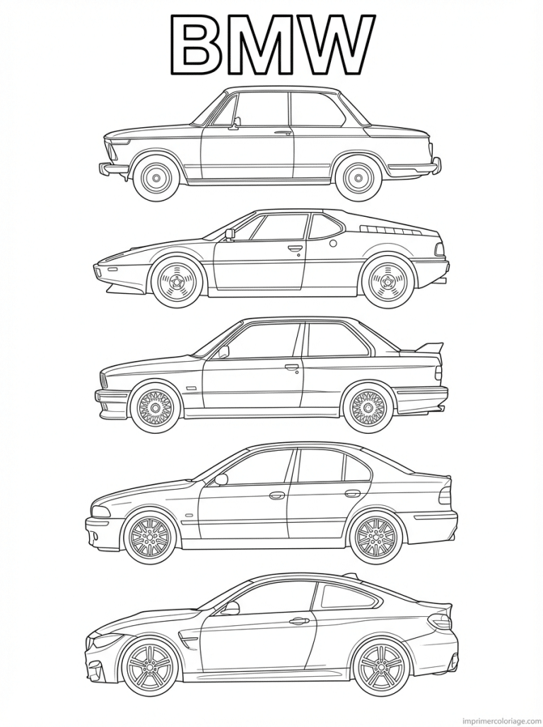 coloriage bmw titre evolution cinq eres - dessin gratuit &agrave; imprimer