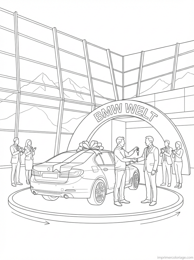 coloriage bmw welt livraison alpes - dessin gratuit &agrave; imprimer