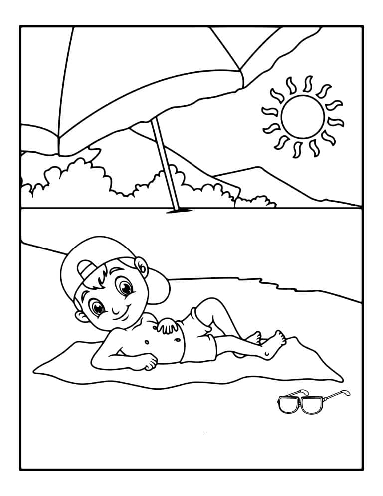 coloriage bronzer plage - dessin gratuit &agrave; imprimer