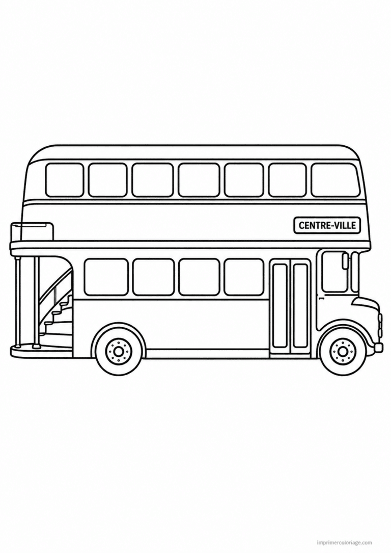 coloriage bus double etage profil - dessin gratuit &agrave; imprimer