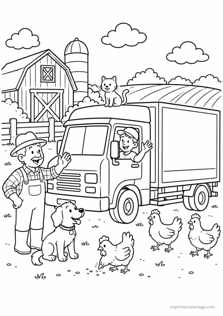 coloriage camion animaux ferme chien - dessin gratuit &agrave; imprimer