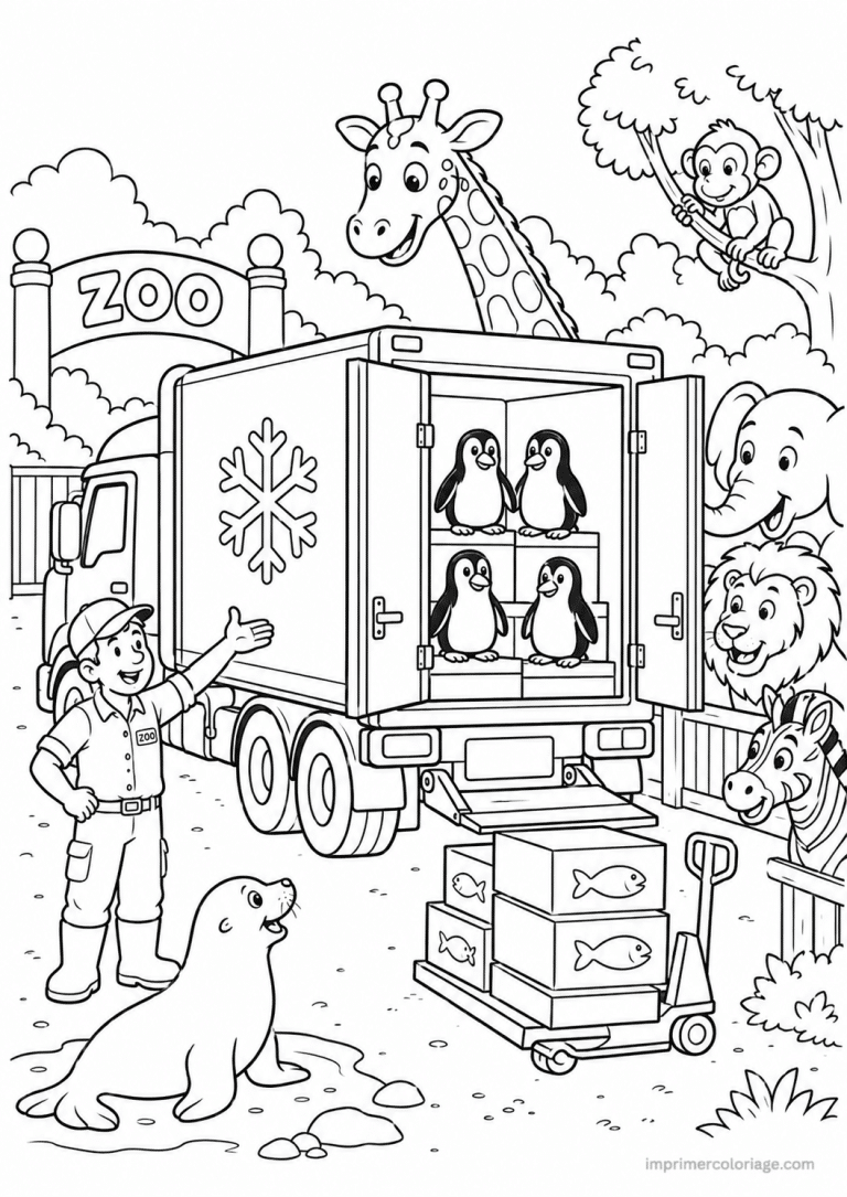 coloriage camion animaux zoo girafe - dessin gratuit &agrave; imprimer